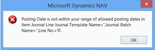 Error message about posting date Error message about posting date