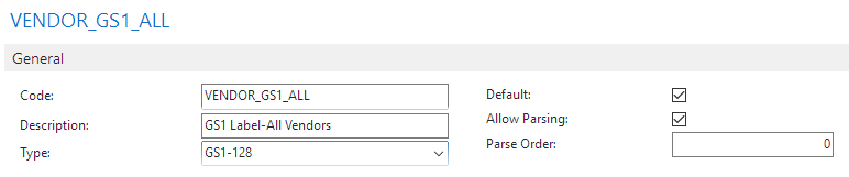 Bar Code Type General FastTab Bar Code Type General FastTab