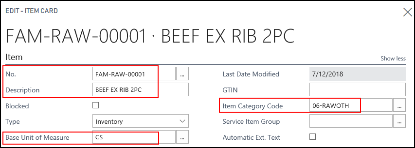 Item FastTab Item FastTab
