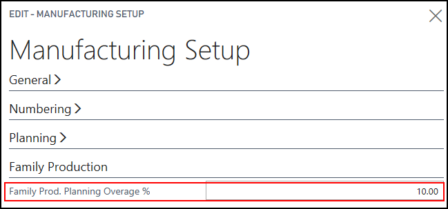 Manufacturing Setup Manufacturing Setup