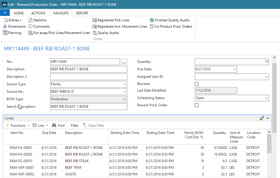 Released Production Order Released Production Order