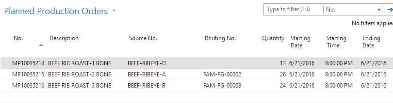 Planned Production Orders Planned Production Orders