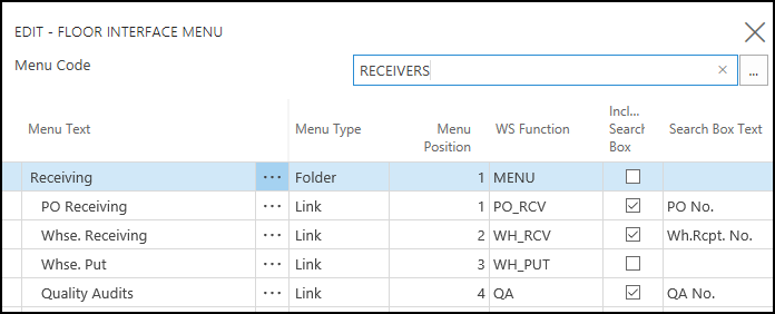 Floor Interface Menu Floor Interface Menu