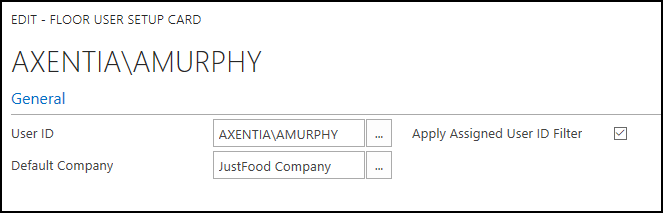 Floor User Setup Card Floor User Setup Card