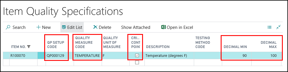 Item Quality Specifications Item Quality Specifications