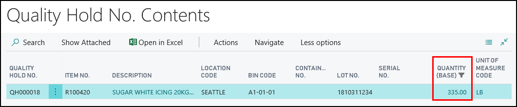 Quality Hold No. Contents Quality Hold No. Contents