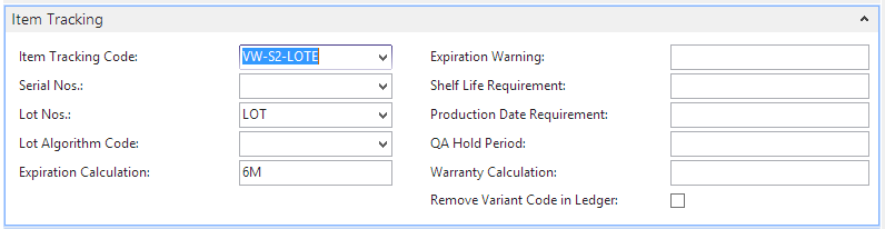 Item Tracking Item Tracking FastTab