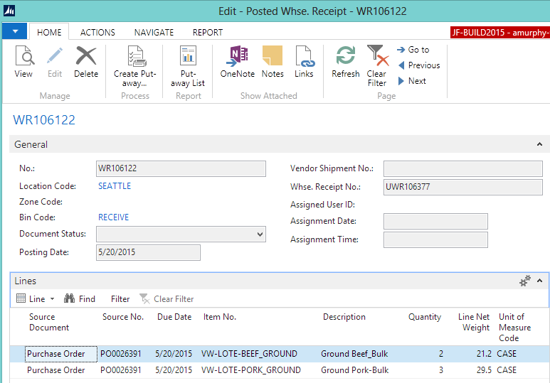 Posted Warehouse Receipt Posted Warehouse Receipt