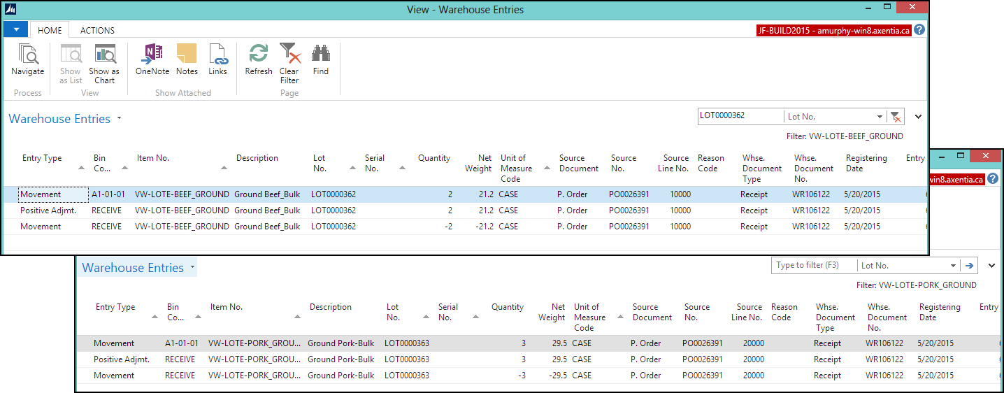 Warehouse Entries Warehouse Entries