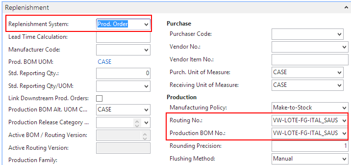 Replenishment FastTab Replenishment FastTab
