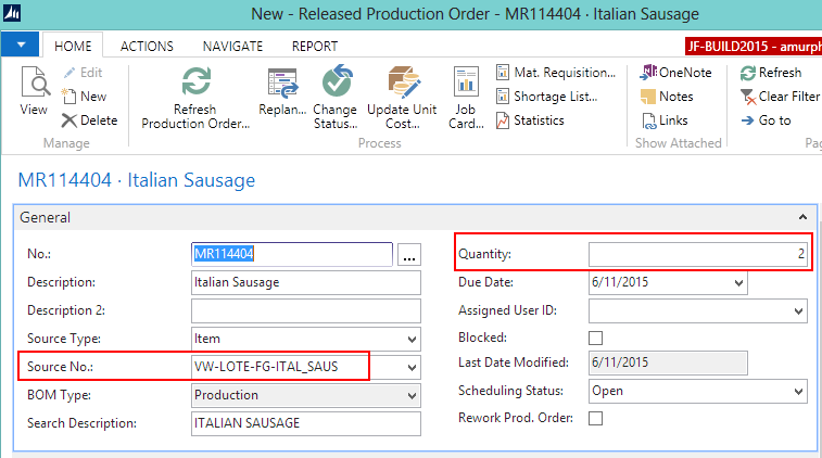 Released Production Order Released Production Order