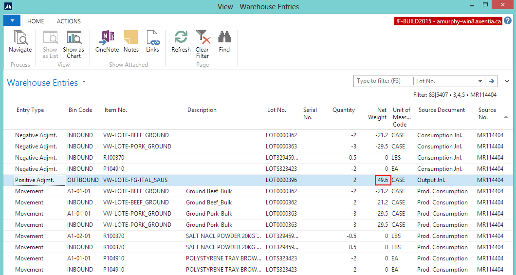 Warehouse Entries Warehouse Entries
