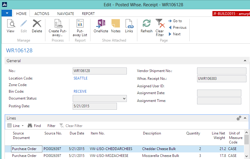 Posted Warehouse Receipt Posted Warehouse Receipt