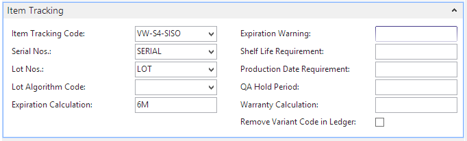 Item Tracking Item Tracking FastTab