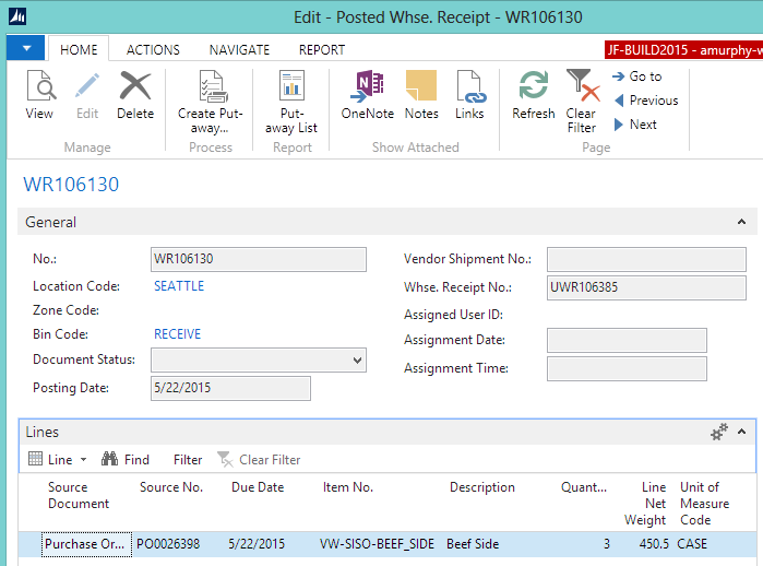 Posted Warehouse Receipt Posted Warehouse Receipt