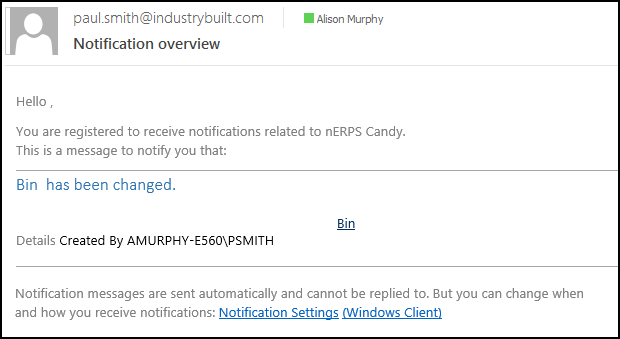 Blocked Bin Notification Blocked Bin Notification