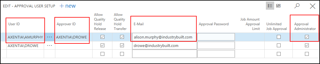 Approval User Setup Approval User Setup
