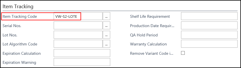 Item Tracking FastTab