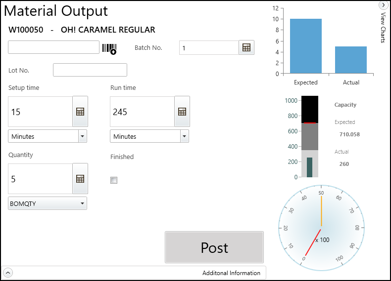 Plant Output Screen