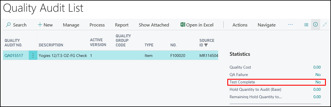 Quality Audit List