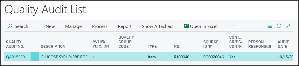 Quality Audit List