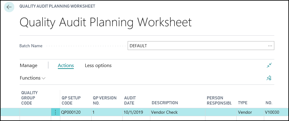 QA Planning Worksheet