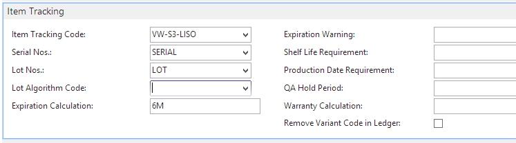 Item Tracking FastTab