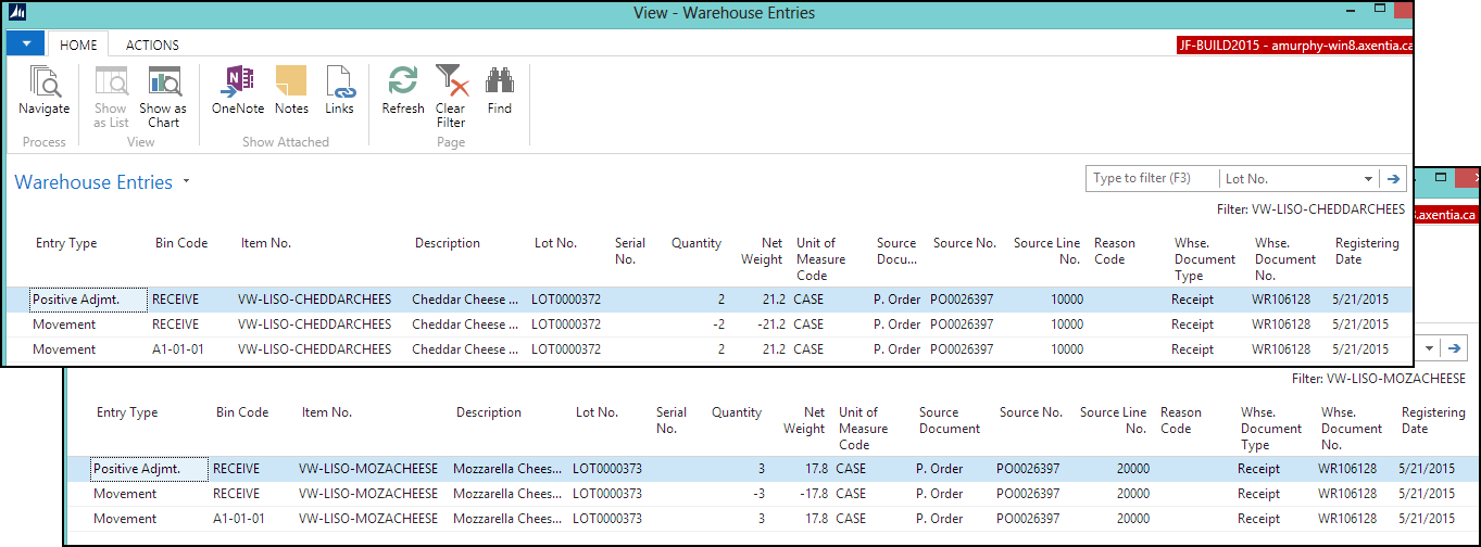 Warehouse Entries