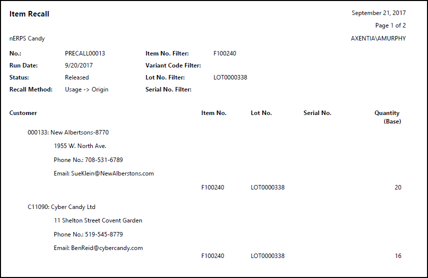 Posted Recall Report Page 1