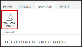 Item Recall Details Action