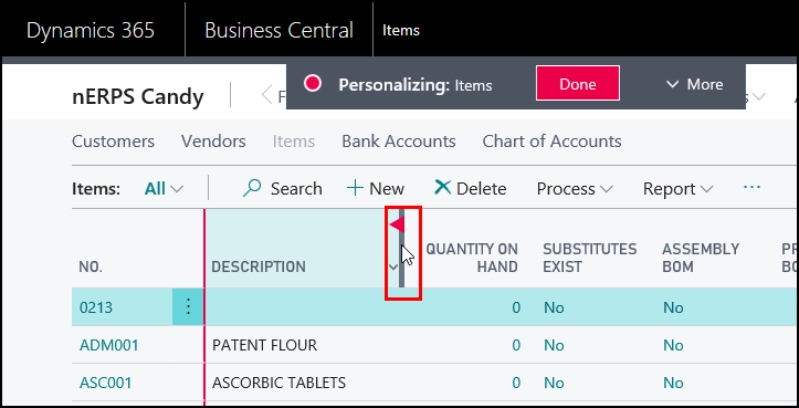 Adjust Column Size